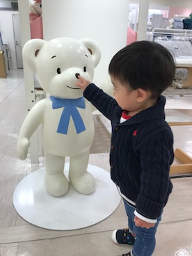 「POLO RALPH LAUREN（ポロ ラルフ ローレン）のアイテム（カーディガン/ボレロ、ブルー系）」を使った、Reiさん（キッズ）の秋コーディネート
