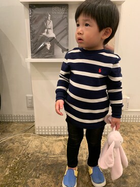 「POLO RALPH LAUREN（ポロ ラルフ ローレン）のアイテム（Tシャツ/カットソー、ブラック系）」を使った、Reiさん（キッズ）の秋コーディネート