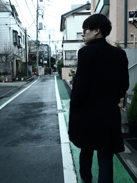 「LAD MUSICIAN（ラッドミュージシャン）のアイテム（チェスターコート）」を使った、Hirokiさん（メンズ・177cm）の春コーディネート