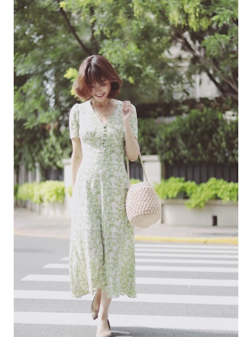 割引クーポン対象品 Fray I D パフスリーブ フラワー ワンピース Sale 公式通販 直営店限定 Uristy Ua