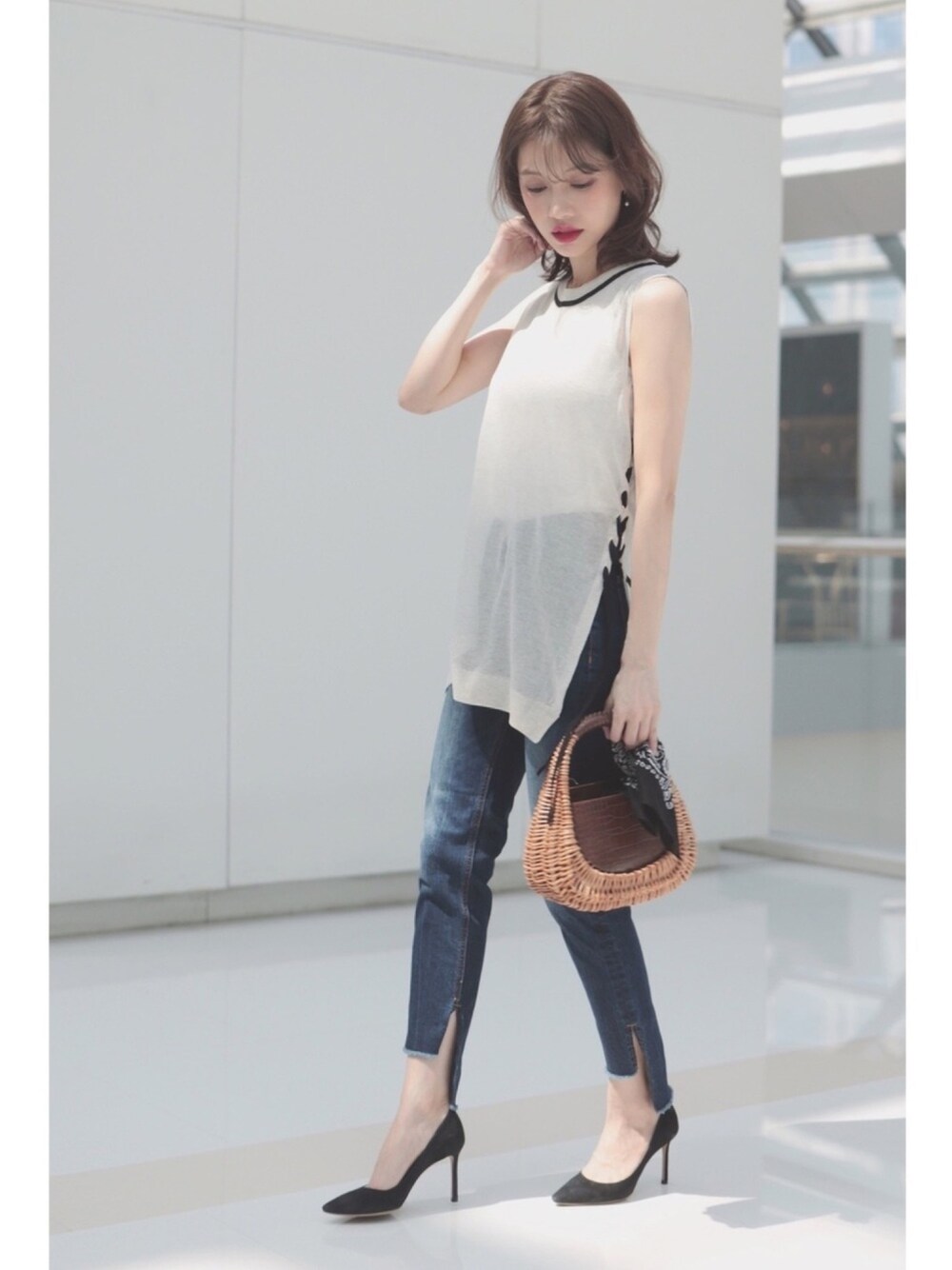 Ameri（アメリ）の「SKINNY DENIM WITH BANDANA（デニムパンツ）」 - WEAR 