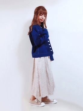 「sakishimatokyo（サキシマトーキョー）のアイテム（デニムジャケット）」を使った、ぽーさん（レディース・148cm）の秋コーディネート