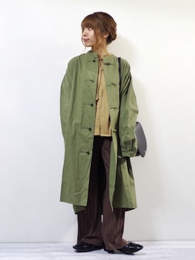「sakishimatokyo（サキシマトーキョー）のアイテム（ノーカラージャケット）」を使った、ぽーさん（レディース・148cm）の秋コーディネート