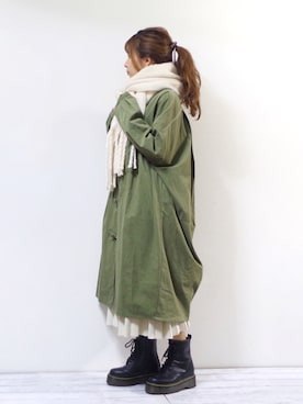 「sakishimatokyo（サキシマトーキョー）のアイテム（ノーカラージャケット）」を使った、ぽーさん（レディース・148cm）の冬コーディネート