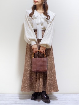 「ケーブルニット」｜「アイテム（ラッピングキット）」を使った、ぽーさん（レディース・148cm）の冬コーディネート