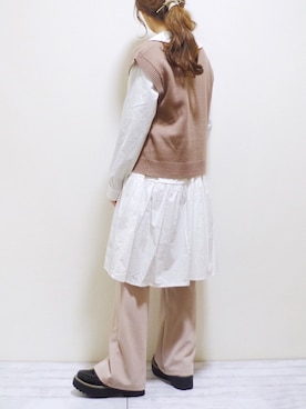 「sakishimatokyo（サキシマトーキョー）のアイテム（シャツワンピース）」を使った、ぽーさん（レディース・148cm）の春コーディネート