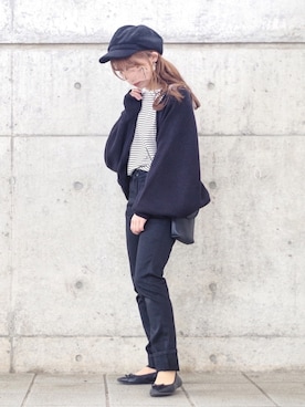 「アイテム（キャスケット）」を使った、ぽーさん（レディース・148cm）の春コーディネート