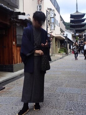 「着物」｜「アイテム（アナログ腕時計）」を使った、えーきち【62kg】さん（メンズ・169cm）の秋コーディネート