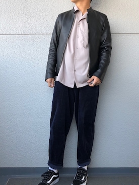 「オールドスクール」｜「アイテム（ライダースジャケット）」を使った、eeemmm【62kg】さん（メンズ・169cm）の春コーディネート