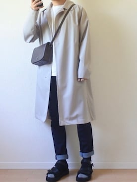 「417 EDIFICE（フォーワンセブンエディフィス）のアイテム（ステンカラーコート）」を使った、えーきち【62kg】さん（メンズ・169cm）の春コーディネート