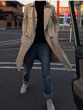 「CONVERSE（コンバース）のconverse（コンバース） ALL STAR OX（オールスターOX）（スニーカー）」を使った、パン子さん（レディース・172cm）の冬コーディネート