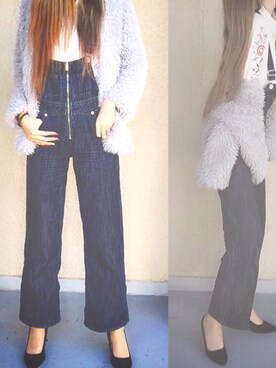 「もけもけ」｜「アイテム（オールインワン・サロペット）」を使った、桧山えり梛さん（レディース・174cm）の春コーディネート