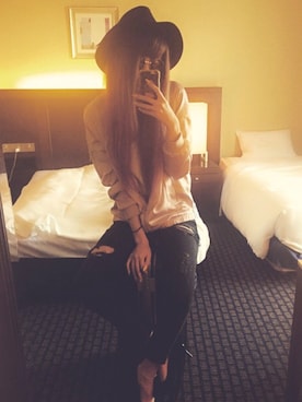 「GLOBAL WORK（グローバルワーク）のフェルトナカオレＨＡＴ/565115（ハット）」を使った、桧山えり梛さん（レディース・174cm）の春コーディネート