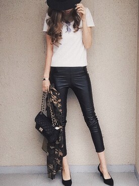 「GLOBAL WORK（グローバルワーク）のアイテム（ハット、ブラック系）」を使った、桧山えり梛さん（レディース・175cm）の春コーディネート