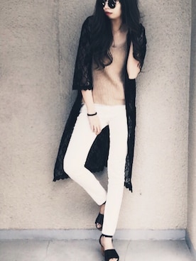 「ENVYM（アンビー）のアイテム（トップス、ブラウン系）」を使った、桧山えり梛さん（レディース・175cm）の夏コーディネート