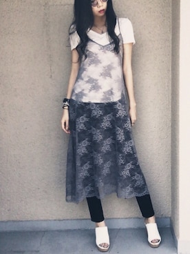 「GRL（グレイル）のカットオフストレッチスキニーパンツ（その他パンツ）」を使った、桧山えり梛さん（レディース・174cm）の夏コーディネート