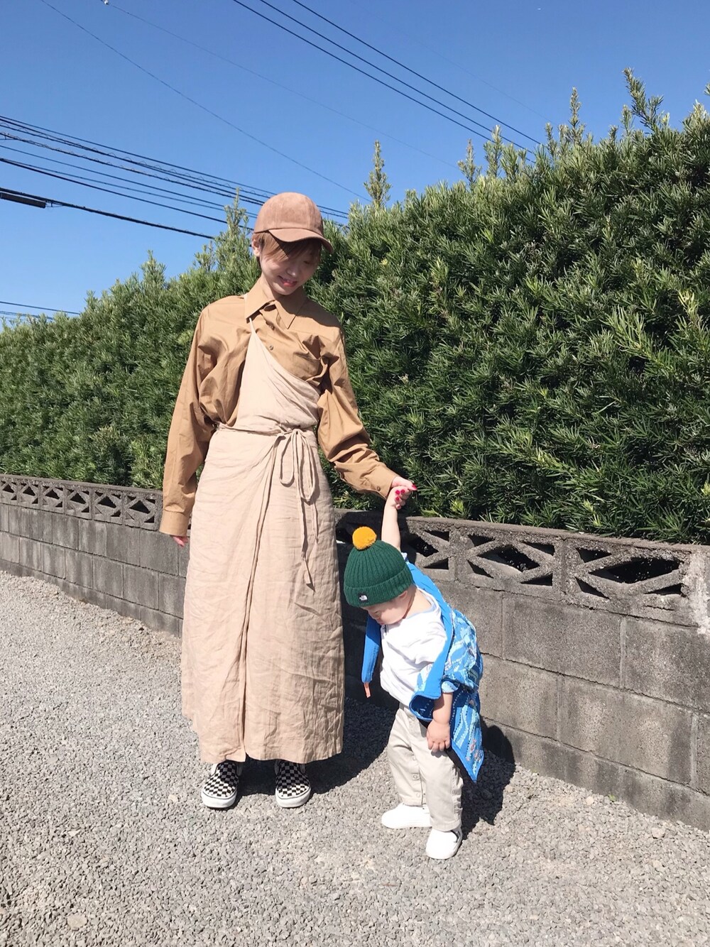 「秋のコーデ、Littlesuzie、キャップ、1歳、１歳男の子」｜「LEPSIMのフェイクスウェードCAP2　817665（キャップ、ブラウン系）」を使った、Chinkkarinさん（レディース・165cm）の秋コーディネートの1枚目の写真