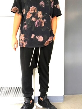 「LAD MUSICIAN（ラッドミュージシャン）のアイテム（Tシャツ/カットソー、ブラック系）」を使った、naokiさん（メンズ・177cm）の夏コーディネート