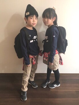 「Lee（リー）のアイテム（Tシャツ/カットソー）」を使った、R♡Sさん（キッズ・126cm）の秋コーディネート