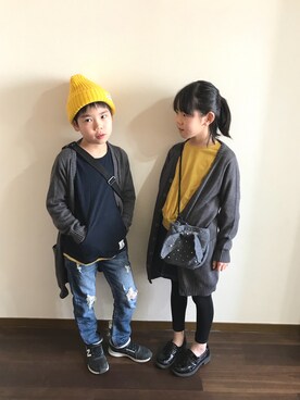 「devirock（デビロック）のアイテム（ショルダーバッグ）」を使った、R♡Sさん（キッズ・126cm）の冬コーディネート