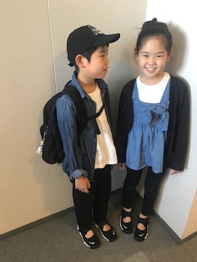 「男の子コーデ」｜「アイテム（チュニック）」を使った、R♡Sさん（キッズ・128cm）の春コーディネート