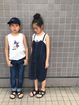 「サロペットスカート」｜「アイテム（パンツ）」を使った、R♡Sさん（キッズ・128cm）の夏コーディネート