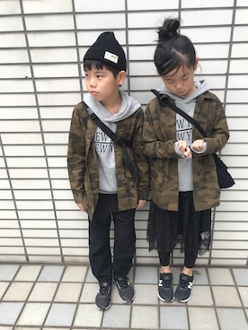 「devirock（デビロック）のアイテム（ショルダーバッグ）」を使った、R♡Sさん（キッズ・130cm）の秋コーディネート
