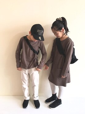 「devirock（デビロック）のアイテム（ショルダーバッグ）」を使った、R♡Sさん（キッズ・130cm）の秋コーディネート