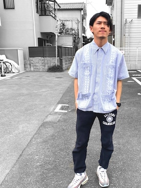 「韓国風コーデ」｜「アイテム（スウェットパンツ）」を使った、古着屋olfeさん（メンズ・175cm）の春コーディネート