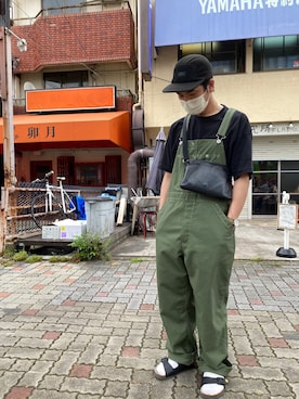 「Johnbull（ジョンブル）のアイテム（サロペット/オーバーオール）」を使った、butacomaさん（メンズ・168cm）の夏コーディネート