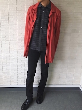 「チドリ柄」｜「アイテム（ローファー）」を使った、モトナガさん（メンズ・177cm）の冬コーディネート