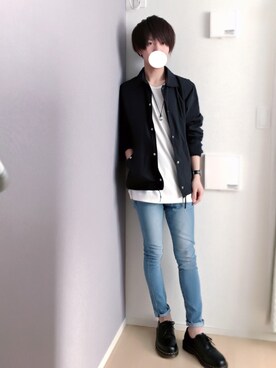 「Dr. Martens（ドクターマーチン）のDr.Martens (ドクターマーチン)/1461 3EYE GIBSON SHOES（その他シューズ）」を使った、HAYATOさん（メンズ・169cm）の春コーディネート
