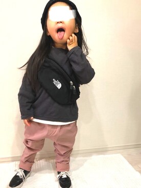 「DAISO（DAISO）のアイテム（ハンチング/ベレー帽）」を使った、chrさん（キッズ・90cm）の冬コーディネート