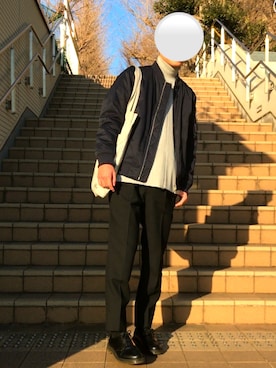 「アーバンリサーチ」｜「アイテム（MA-1）」を使った、shoさん（メンズ・178cm）の冬コーディネート