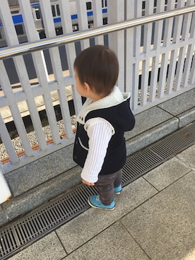 「しまむら（シマムラ）のアイテム（その他アウター）」を使った、HARU‎🐾さん（キッズ・80cm）の冬コーディネート