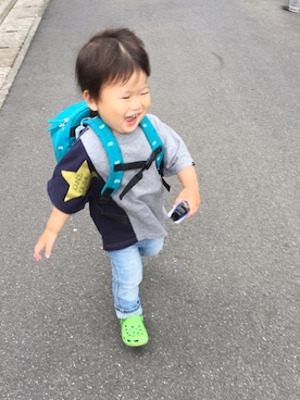 「BeBe（ベベ）のアイテム（バッグ）」を使った、HARU‎🐾さん（キッズ・74cm）の夏コーディネート