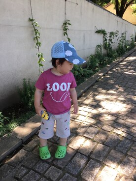 「kladskap（クレードスコープ）のアイテム（パンツ）」を使った、HARU‎🐾さん（キッズ・74cm）の夏コーディネート