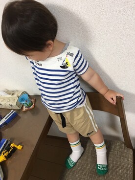 「Thomas（トーマス）のアイテム」を使った、HARU‎🐾さん（キッズ・90cm）の夏コーディネート