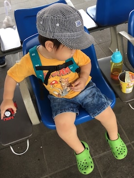 「BeBe（ベベ）のアイテム（バッグ）」を使った、HARU‎🐾さん（キッズ・90cm）の夏コーディネート