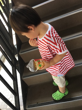 「kladskap（クレードスコープ）のアイテム（パンツ）」を使った、HARU‎🐾さん（キッズ・90cm）の夏コーディネート