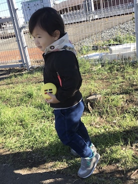 「ミッキー」｜「アイテム（MA-1）」を使った、HARU‎🐾さん（キッズ・90cm）の冬コーディネート