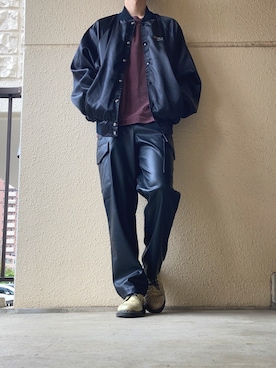 「モノトーン」｜「アイテム（スカジャン）」を使った、Shibuさん（メンズ・177cm）の秋コーディネート