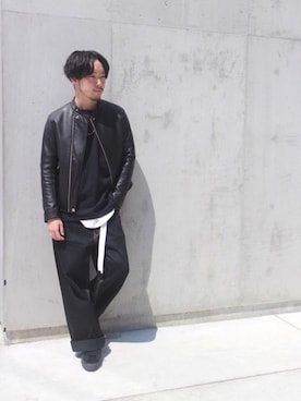 「JOURNAL STANDARD（ジャーナルスタンダード）のアイテム（ライダースジャケット）」を使った、大木さん（メンズ・171cm）の春コーディネート