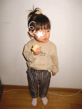 「BUDDY Lee（バディーリー）のアイテム（パンツ）」を使った、miuさん（キッズ・80cm）の冬コーディネート