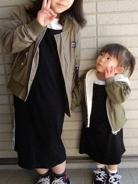 「apres les cours（アプレレクール）のアイテム（ノーカラージャケット）」を使った、miuさん（キッズ・80cm）の春コーディネート