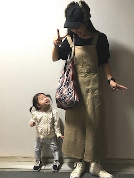 「サロペットスカート」｜「アイテム（腕時計）」を使った、yukariさん（レディース・168cm）の秋コーディネート