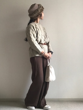 「秋のブラウンスタイル」｜「アイテム（アクセサリー）」を使った、yukariさん（レディース・168cm）の秋コーディネート