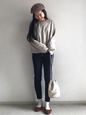 「zozoデニム」｜「アイテム（スウェット）」を使った、yukariさん（レディース・168cm）の秋コーディネート