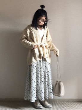 「巾着バッグ」｜「アイテム（アンダーウェア）」を使った、yukariさん（レディース・168cm）の冬コーディネート