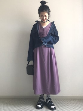 「ボーダーソックス」｜「アイテム（ワンピース/ドレス）」を使った、yukariさん（レディース・168cm）の春コーディネート